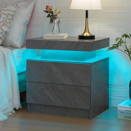 Set of 2 Modern LED Remote Controlled Nightstands - Omega Lifestyles
