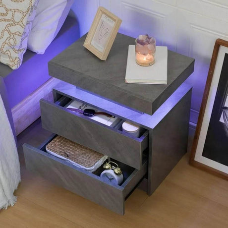 Set of 2 Modern LED Remote Controlled Nightstands - Omega Lifestyles