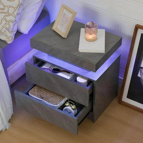 Set of 2 Modern LED Remote Controlled Nightstands - Omega Lifestyles