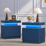 Set of 2 Modern LED Remote Controlled Nightstands - Omega Lifestyles