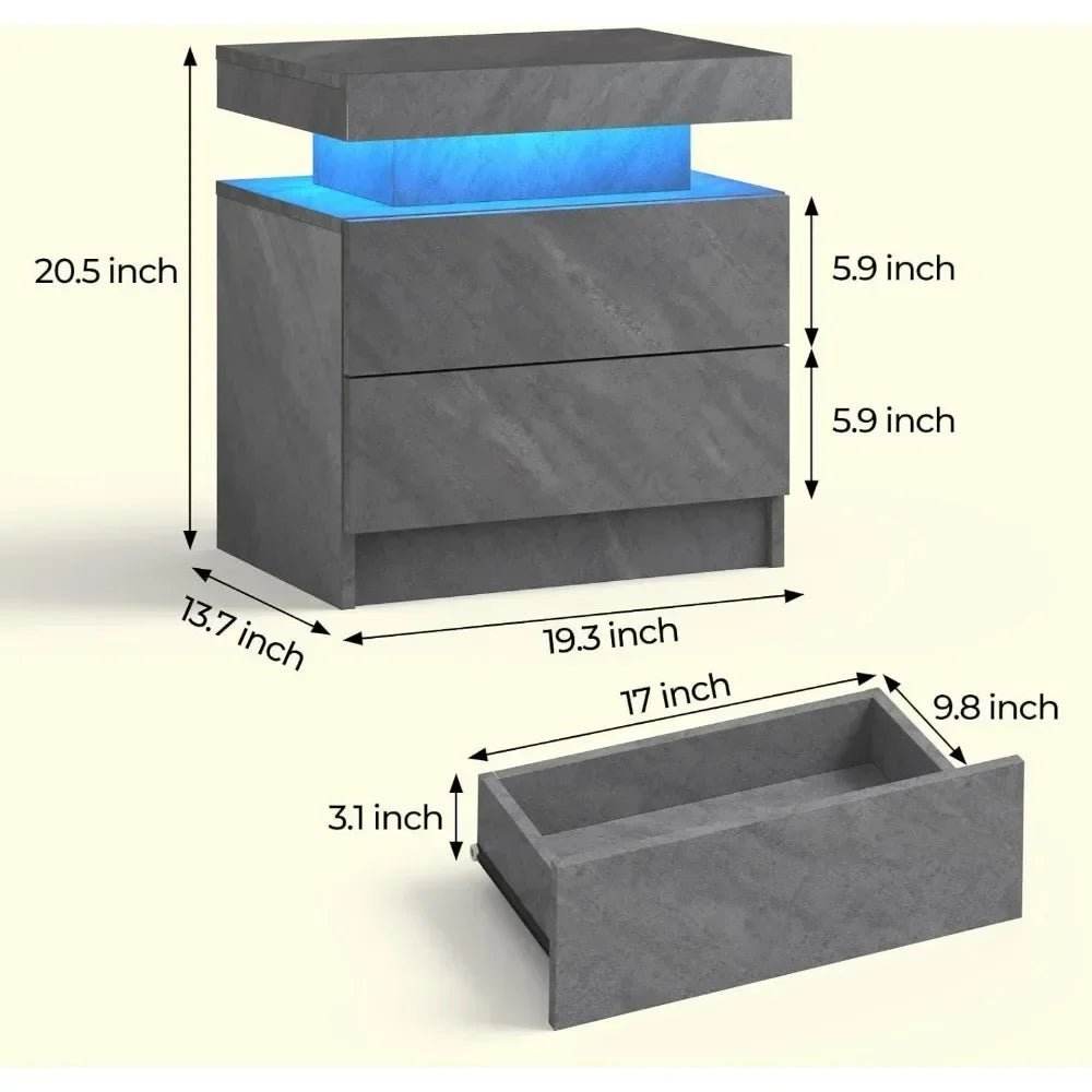 Set of 2 Modern LED Remote Controlled Nightstands - Omega Lifestyles
