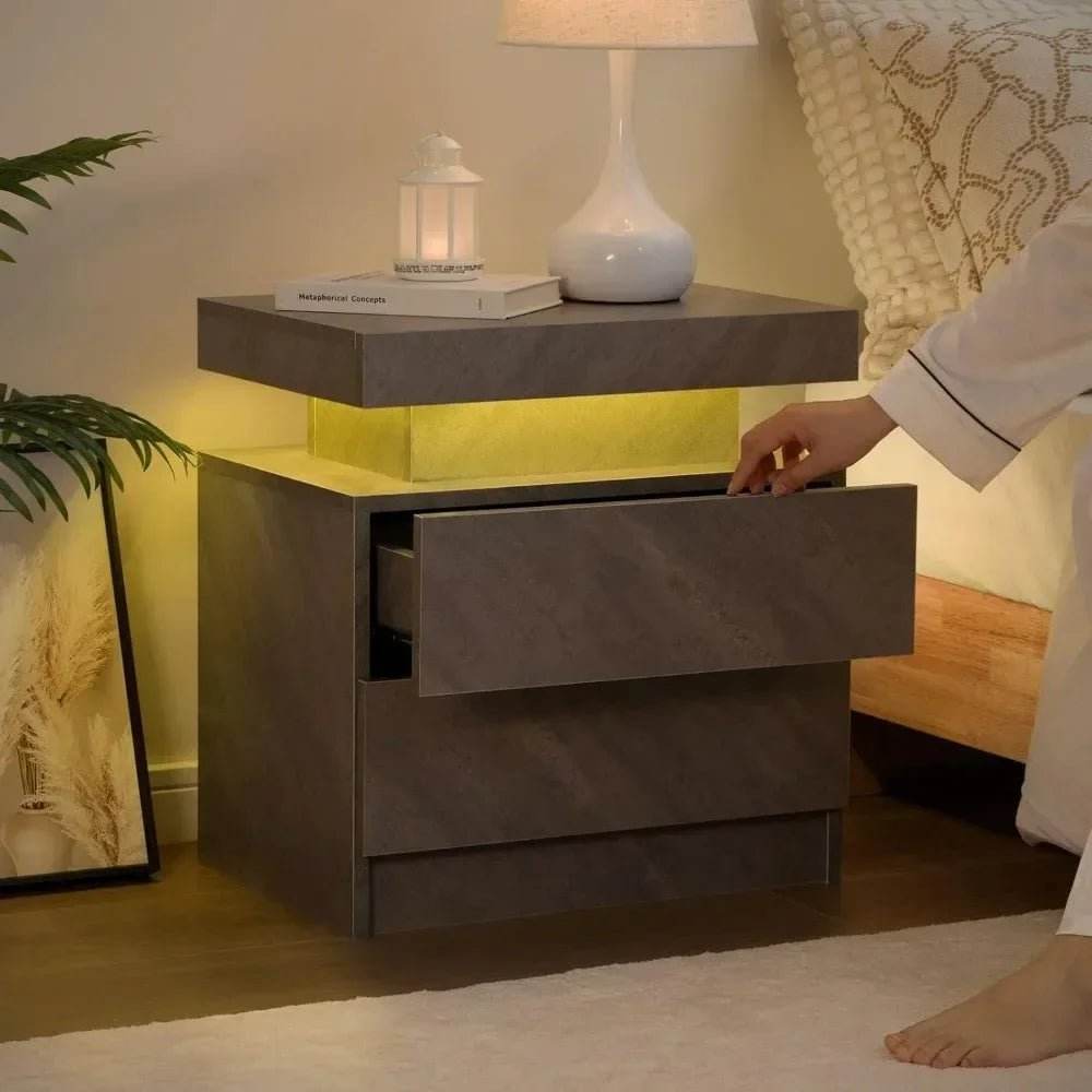Set of 2 Modern LED Remote Controlled Nightstands - Omega Lifestyles