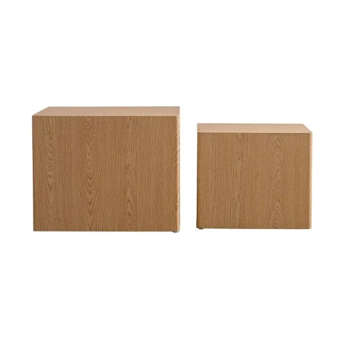 Set of 2 Modern Natural Wood Nesting Cube Side Tables - Omega Lifestyles