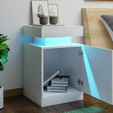 Set of 2 Modern Wood Nightstands With LED Lights - Omega Lifestyles