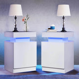 Set of 2 Modern Wood Nightstands With LED Lights - Omega Lifestyles