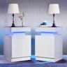 Set of 2 Modern Wood Nightstands With LED Lights - Omega Lifestyles
