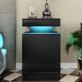 Set of 2 Modern Wood Nightstands With LED Lights - Omega Lifestyles