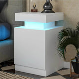 Set of 2 Modern Wood Nightstands With LED Lights - Omega Lifestyles