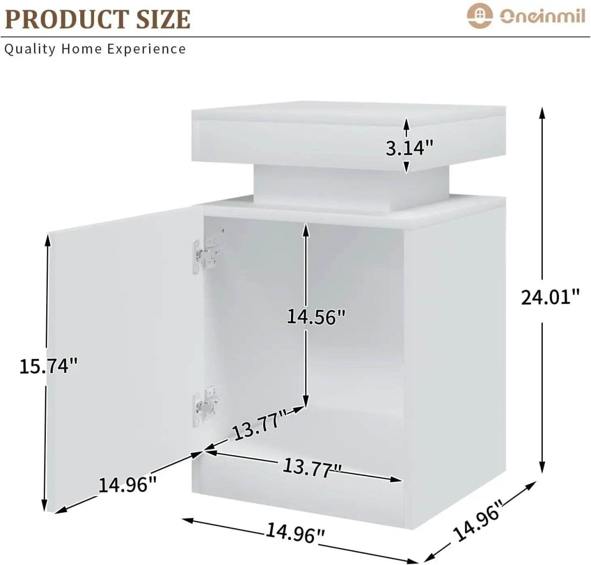 Set of 2 Modern Wood Nightstands With LED Lights - Omega Lifestyles