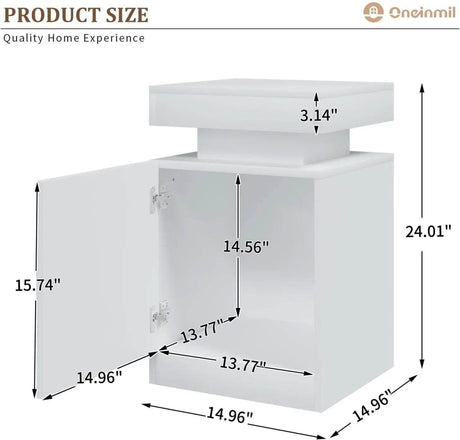 Set of 2 Modern Wood Nightstands With LED Lights - Omega Lifestyles