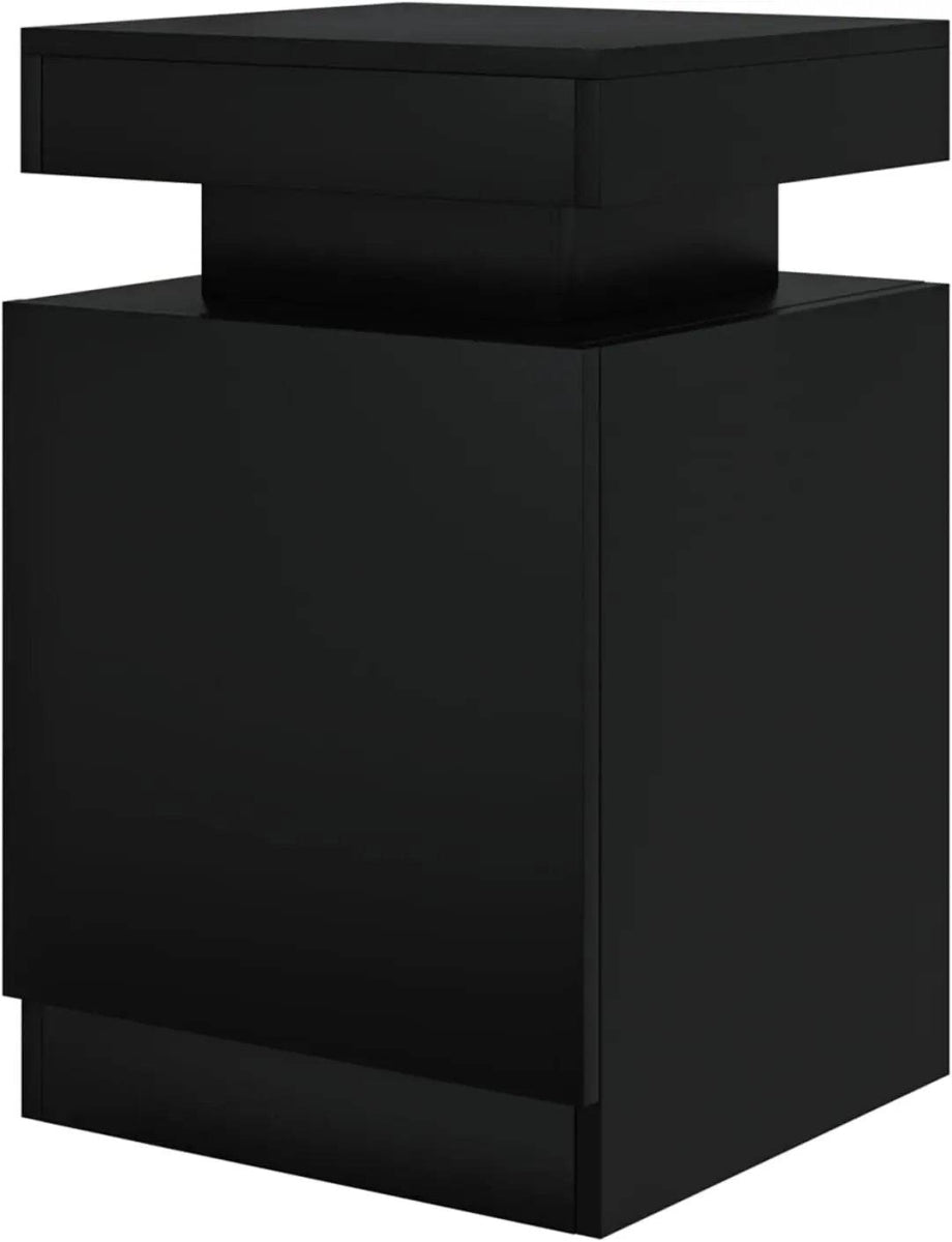 Set of 2 Modern Wood Nightstands With LED Lights - Omega Lifestyles