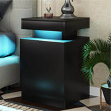 Set of 2 Modern Wood Nightstands With LED Lights - Omega Lifestyles