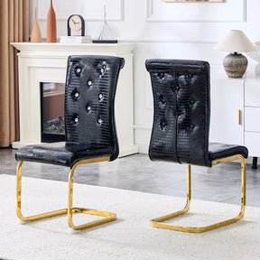 Set of 2 Retro Faux Leather Alligator Skin Dining Chairs - Omega Lifestyles