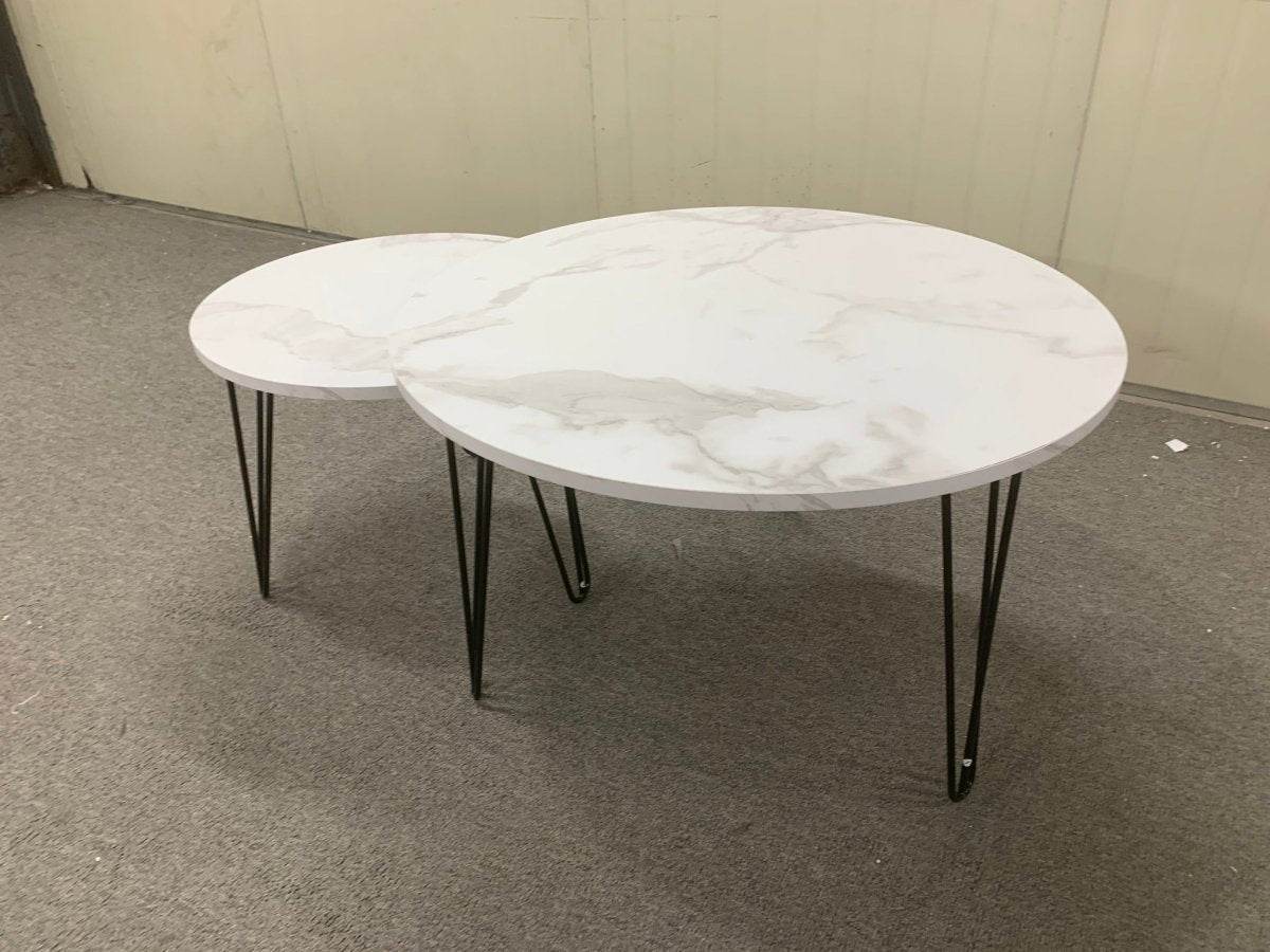 Set Of 2 Round Nesting Coffee Tables With Metal Frame - Sleep Galleria