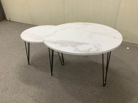 Set Of 2 Round Nesting Coffee Tables With Metal Frame - Sleep Galleria