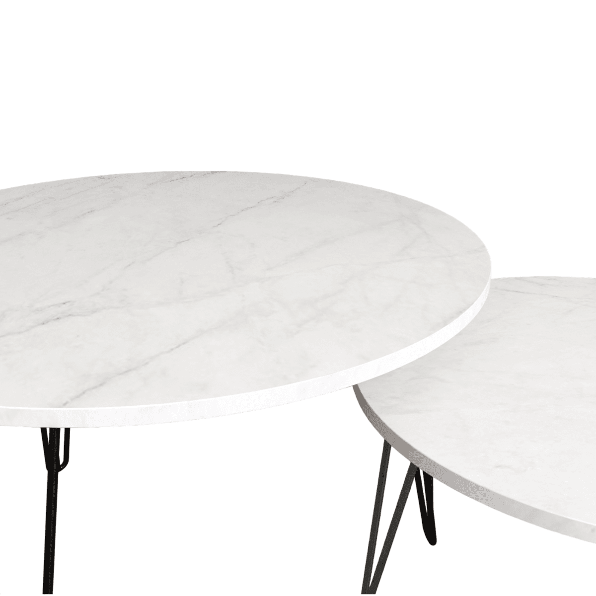 Set Of 2 Round Nesting Coffee Tables With Metal Frame - Sleep Galleria