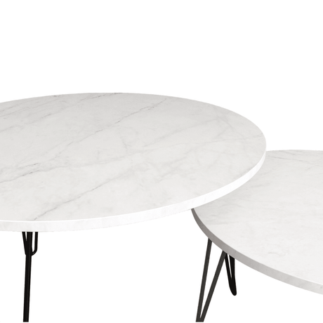 Set Of 2 Round Nesting Coffee Tables With Metal Frame - Sleep Galleria