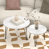 Set Of 2 Round Nesting Coffee Tables With Metal Frame - Sleep Galleria