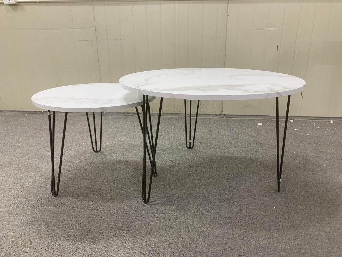 Set Of 2 Round Nesting Coffee Tables With Metal Frame - Sleep Galleria