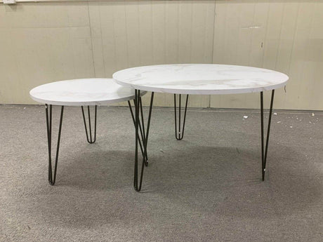 Set Of 2 Round Nesting Coffee Tables With Metal Frame - Sleep Galleria