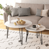 Set Of 2 Round Nesting Coffee Tables With Metal Frame - Sleep Galleria