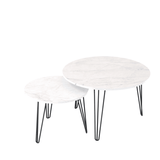 Set Of 2 Round Nesting Coffee Tables With Metal Frame - Sleep Galleria