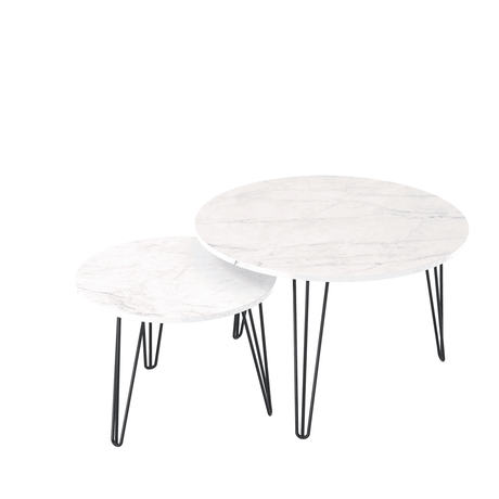 Set Of 2 Round Nesting Coffee Tables With Metal Frame - Sleep Galleria