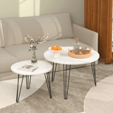 Set Of 2 Round Nesting Coffee Tables With Metal Frame - Sleep Galleria