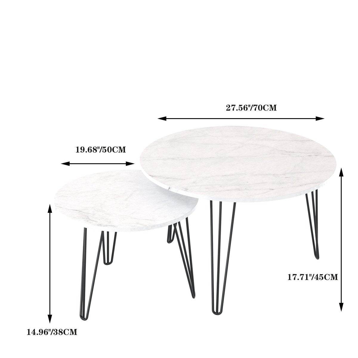 Set Of 2 Round Nesting Coffee Tables With Metal Frame - Sleep Galleria