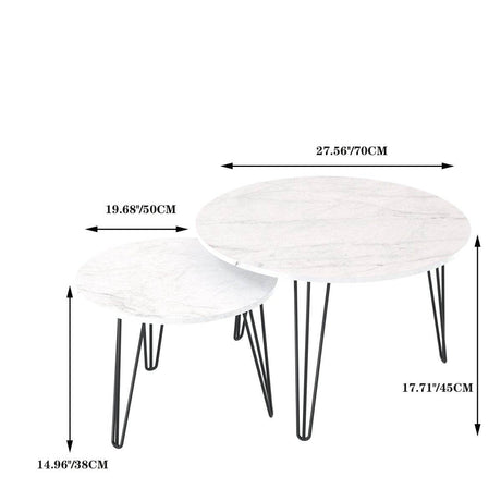 Set Of 2 Round Nesting Coffee Tables With Metal Frame - Sleep Galleria