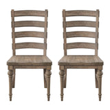 Set of 2 Taupe Solid Wood Ladderback Dining Chairs - Driftwood - Omega Lifestyles