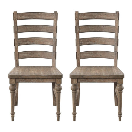 Set of 2 Taupe Solid Wood Ladderback Dining Chairs - Driftwood - Omega Lifestyles