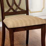 Set of 2 Transitional Brown Cherry Padded Fabric Dining Chairs - Omega Lifestyles