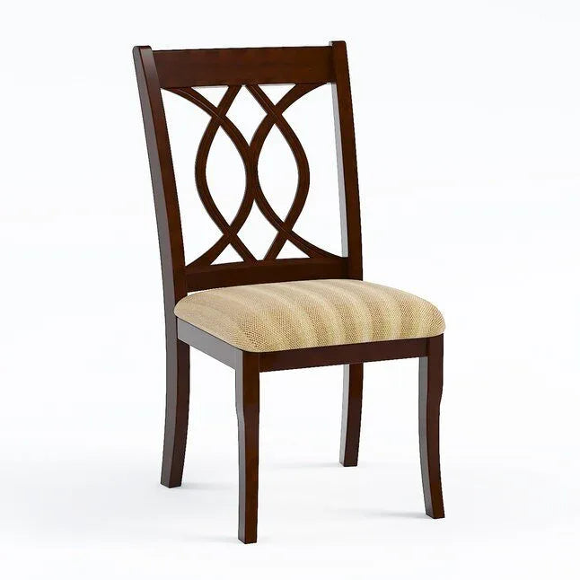 Set of 2 Transitional Brown Cherry Padded Fabric Dining Chairs - Omega Lifestyles