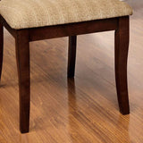 Set of 2 Transitional Brown Cherry Padded Fabric Dining Chairs - Omega Lifestyles