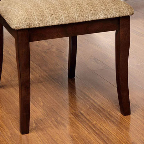 Set of 2 Transitional Brown Cherry Padded Fabric Dining Chairs - Omega Lifestyles