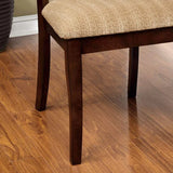 Set of 2 Transitional Brown Cherry Padded Fabric Dining Chairs - Omega Lifestyles
