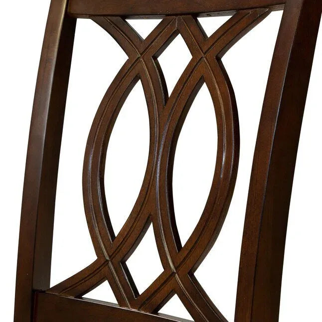 Set of 2 Transitional Brown Cherry Padded Fabric Dining Chairs - Omega Lifestyles