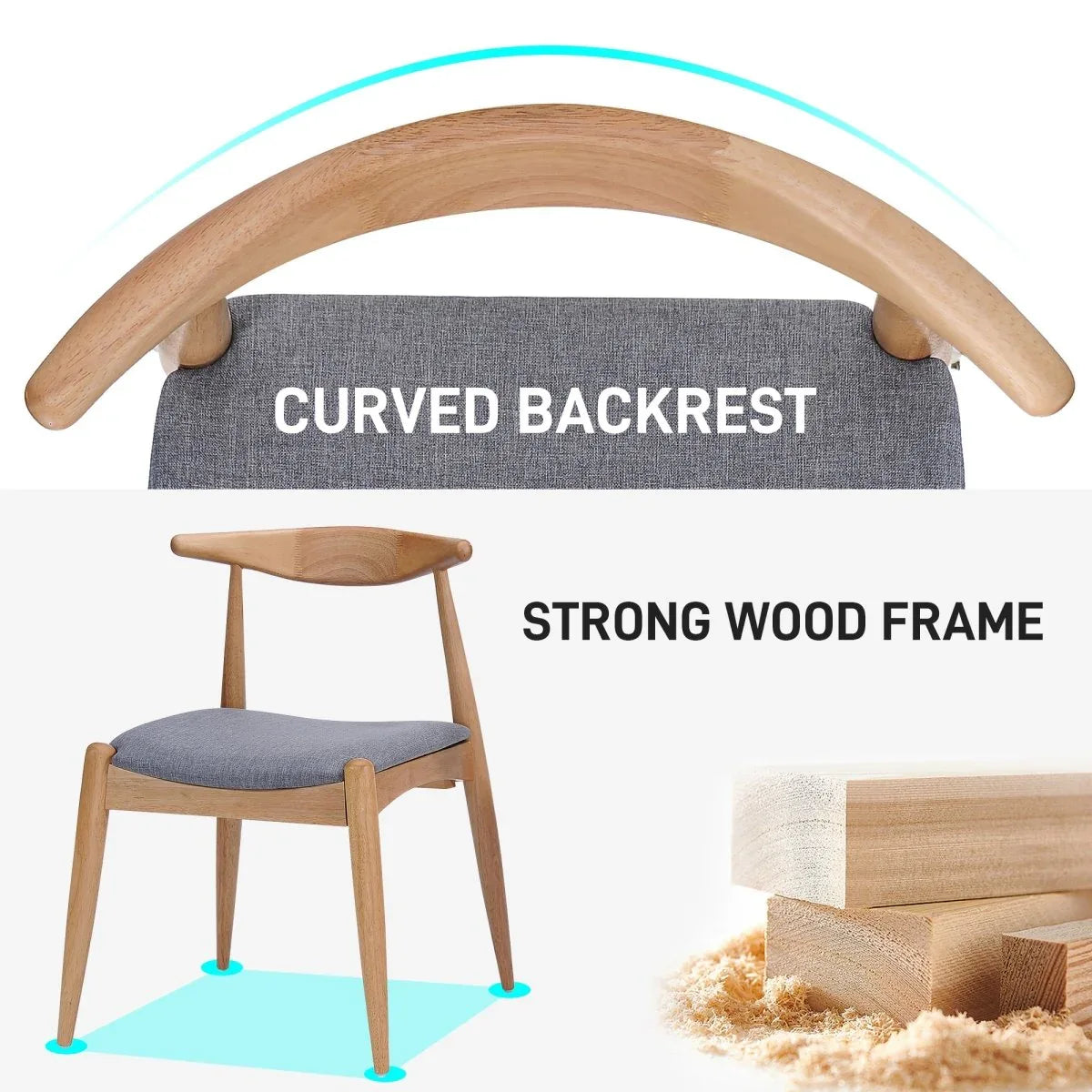 Set of 2 Vintage Rubberwood Mid-Century Modern Dining Chairs - Omega Lifestyles