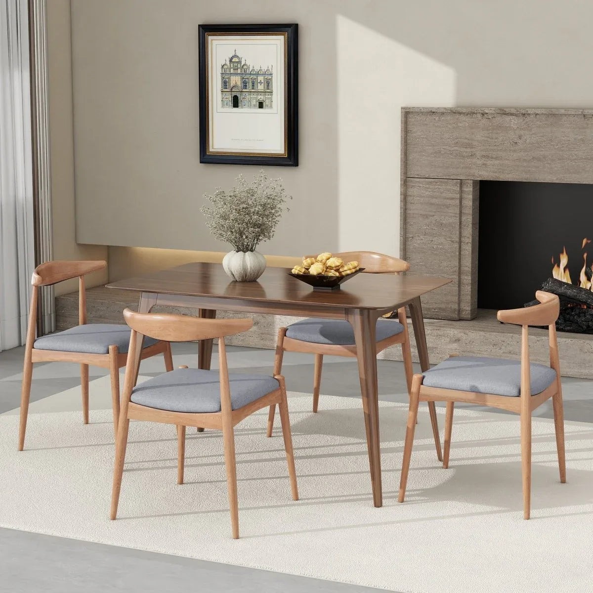 Set of 2 Vintage Rubberwood Mid-Century Modern Dining Chairs - Omega Lifestyles