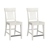 Set of 2 White Solid Wood Farmhouse Counter Stools - Driftwood - Omega Lifestyles