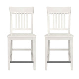Set of 2 White Solid Wood Farmhouse Counter Stools - Driftwood - Omega Lifestyles