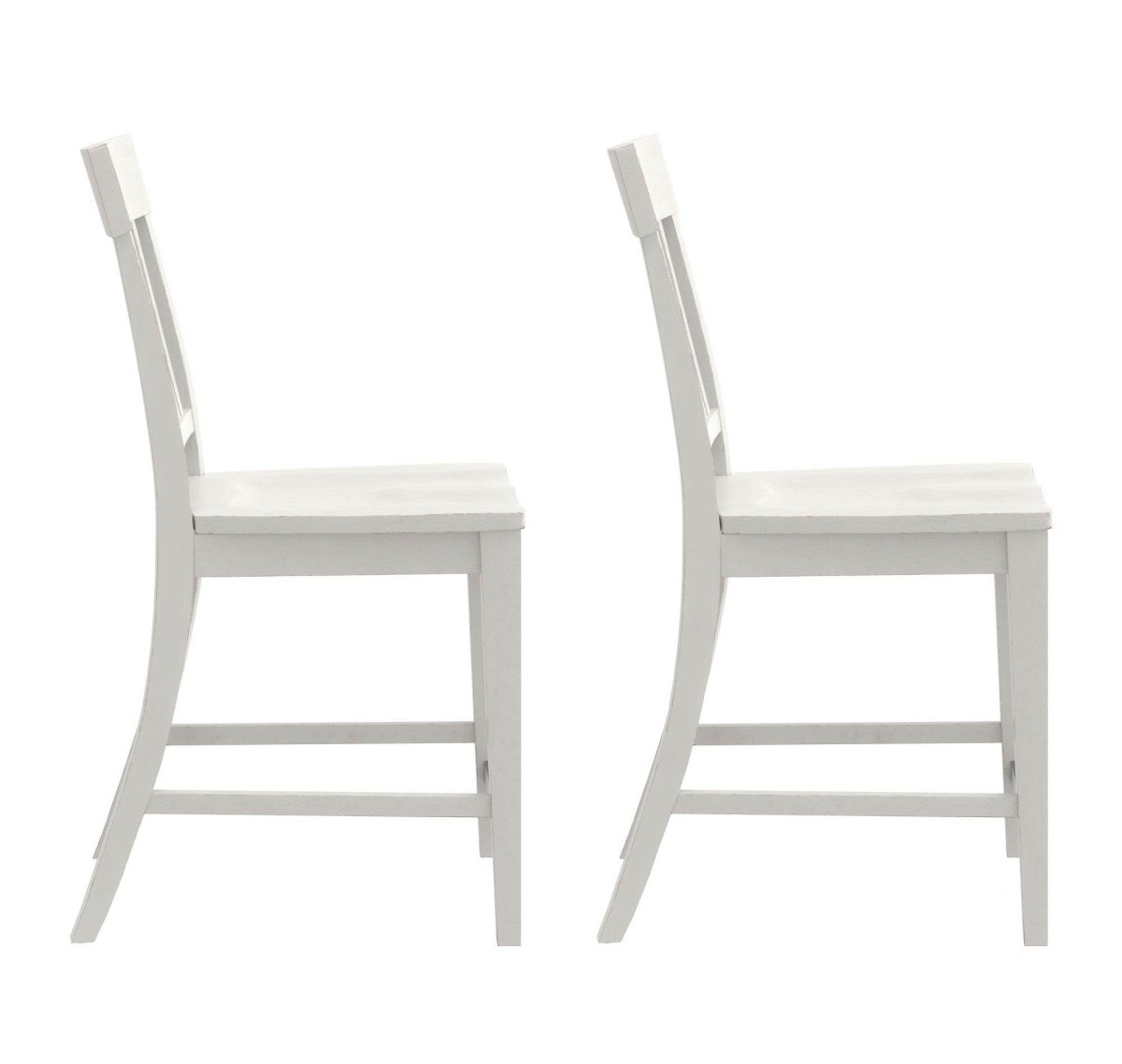 Set of 2 White Solid Wood Farmhouse Counter Stools - Driftwood - Omega Lifestyles