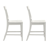 Set of 2 White Solid Wood Farmhouse Counter Stools - Driftwood - Omega Lifestyles