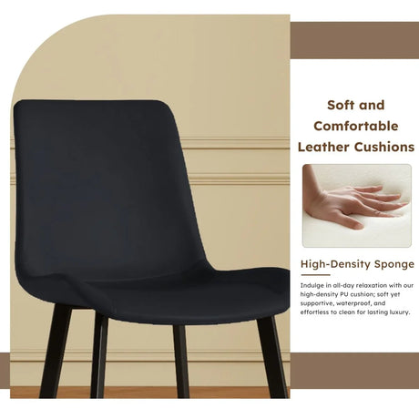 Set of 4 Modern PU Leather Dining Chairs With Carbon Steel Legs - Omega Lifestyles