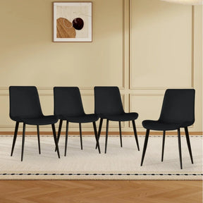 Set of 4 Modern PU Leather Dining Chairs With Carbon Steel Legs - Omega Lifestyles