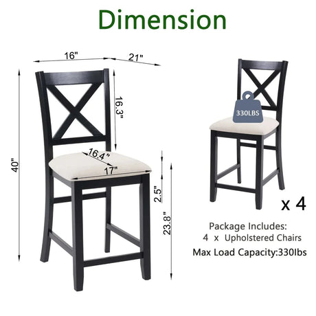 Set of 4 Modern Wooden Counter Height Dining Chairs - Omega Lifestyles