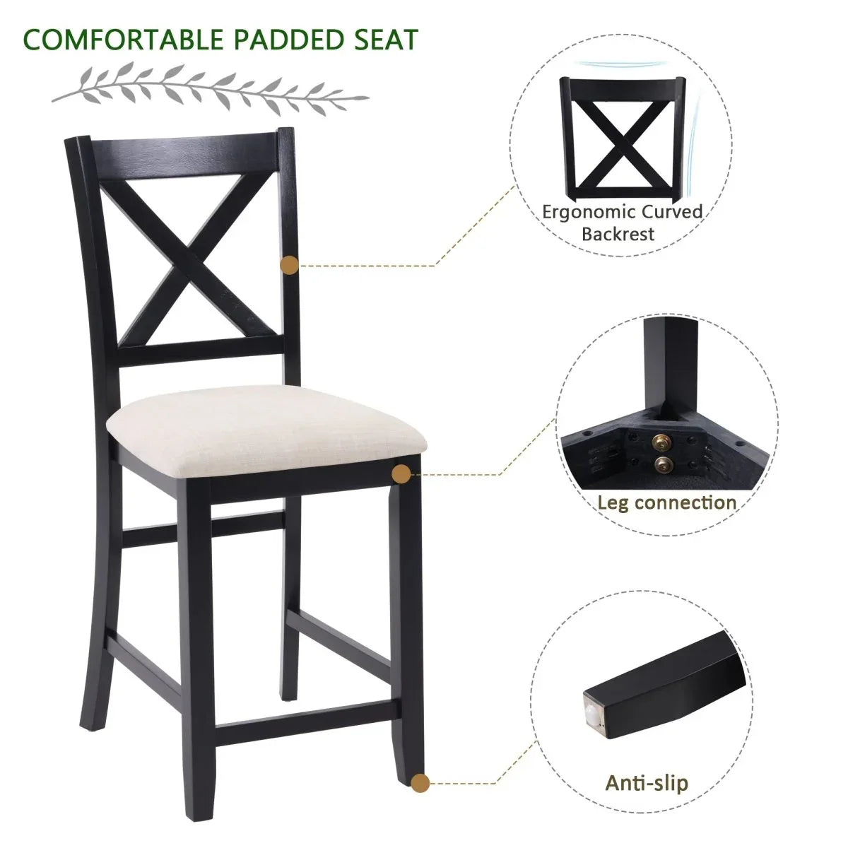 Set of 4 Modern Wooden Counter Height Dining Chairs - Omega Lifestyles