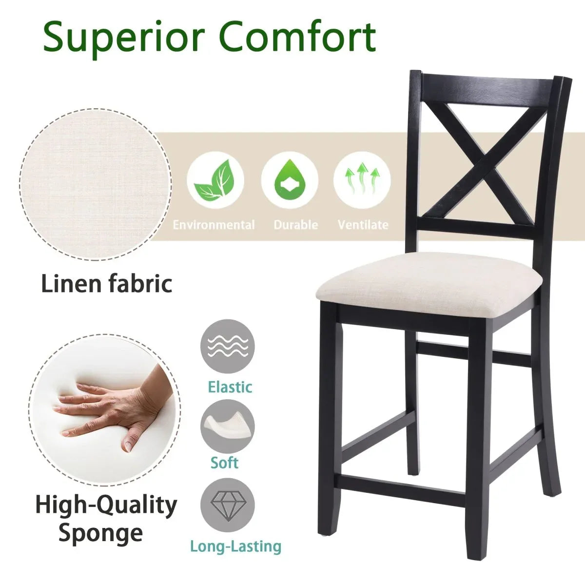 Set of 4 Modern Wooden Counter Height Dining Chairs - Omega Lifestyles