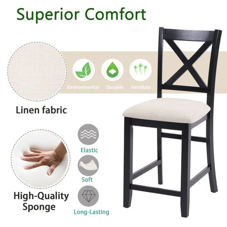 Set of 4 Modern Wooden Counter Height Dining Chairs - Omega Lifestyles